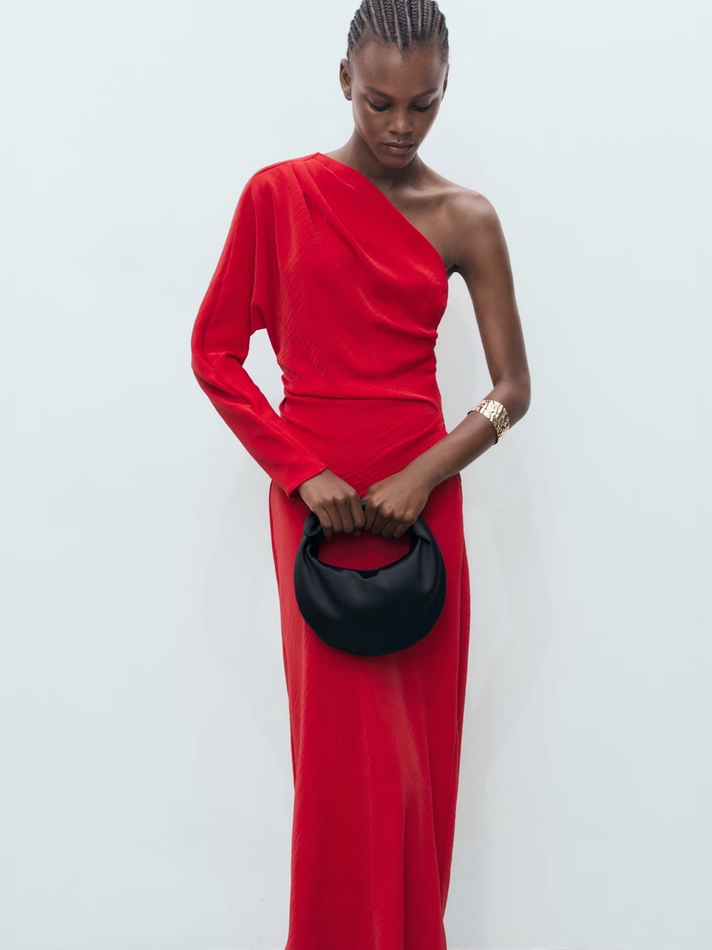 Mango Red asymmetric draped gown NWT